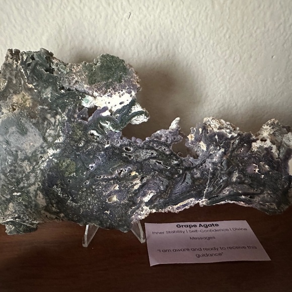 Other - Bundle Grape Agate Slab and Moss Agate Heart